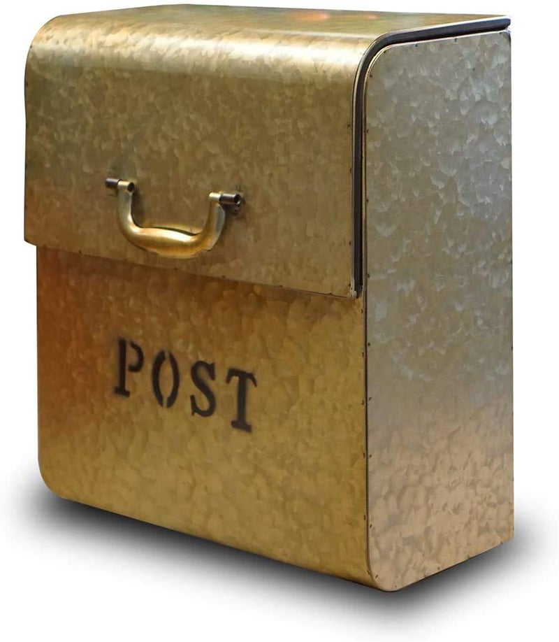 NACH CJ Large Mailbox with Powder Coated Finish, Wall Mount Mailboxes for Outside, Rust Resilient Metal Mailbox for Parcels, 12.6 x 6.9 x 14.2 Inches, Metallic Gold, FZ-M1002 - Image 1